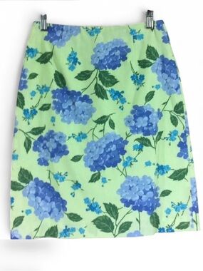 Vintage Talbots Blue Hydrangea Print Pencil Skirt